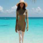 Bahr Bikini olive green taupe full coverage swimsuit women Modest swimwear