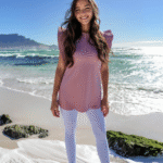 Old pink and lila modest swimsuit for women Modest swimwear